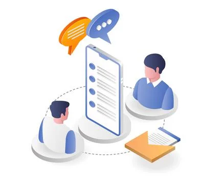 Conversation of 2 people on smartphone Stock Illustration