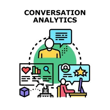 Conversation analytics process, analyzing customer feedback and insights Stock Illustration