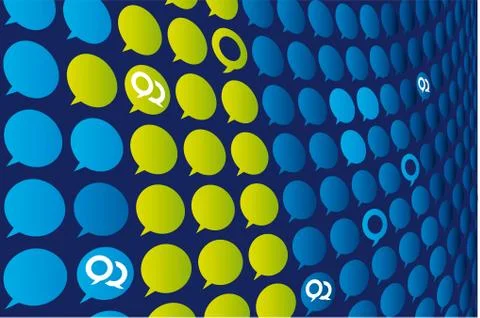 Conversation background. Texture of blue and green bubble talks. Stock Illustration