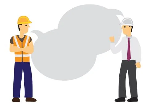 Conversation between the foreman and a construction worker with empty speech Stock Illustration