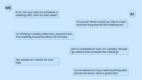 Conversation Between Human and an AI Bot. AI Assitant and Human Chat. 4K Stock Footage 274489604