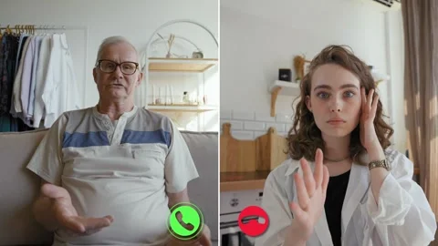 Conversation between two individuals during an online call Stock Footage 305519772