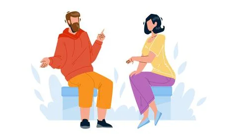 Conversation Between Young Man And Woman Vector Stock Illustration