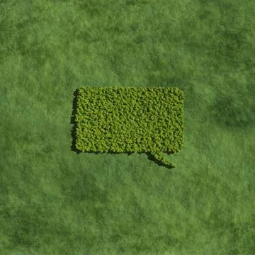 Conversation bubble rectangle  create by tree with grass background Stock Illustration