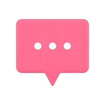 Conversation bubble web chat 3d icon. Red rectangle with white dots of writin Illustrazione stock