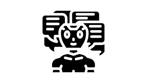 Conversation chat bot glyph icon animation Stockbeeldmateriaal 326745889