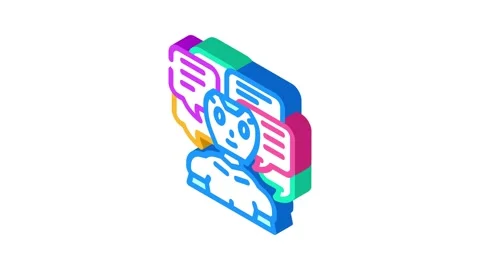 Conversation chat bot isometric icon animation Stockbeeldmateriaal 327293684