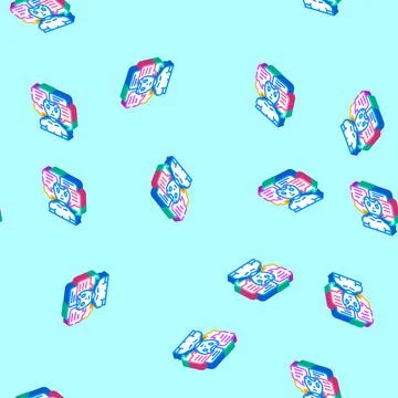 Conversation chat bot isometric icon seamless pattern Stock Illustration