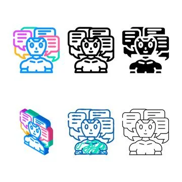 Conversation chat multistyle bot color icon vector Illustrazione stock