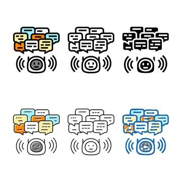 Conversation chat stylized bot color icon vector Stock Illustration