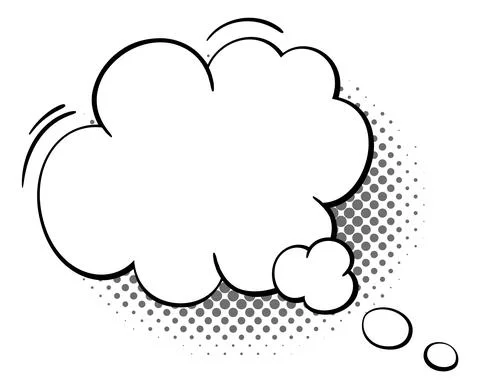 Conversation cloud template. Blank message bubble with halftone effect Stock Illustration