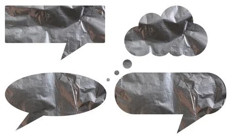 Conversation clouds cut from foil on isolated background 库存照片
