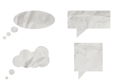 Conversation clouds cut made of white crumpled paper on isolated background 库存照片