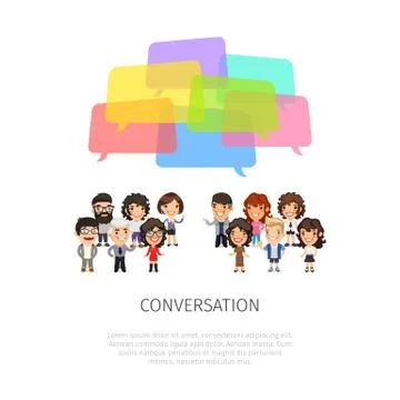 Conversation with Colorful Speech Bubbles Stock Illustration