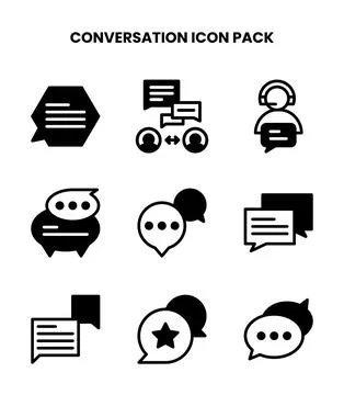 Conversation DuoTone Set Icons Pack Stock Illustration