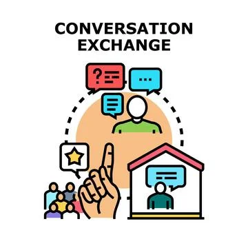 Conversation exchange concept for communication and learning Stock Illustration