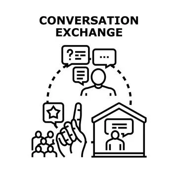 Conversation exchange concept for communication and learning Stock Illustration