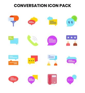 Conversation Flat Bundle Icons Pack Stockillustratie