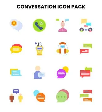 Conversation Flat Bundle Icons Pack Stock Illustration
