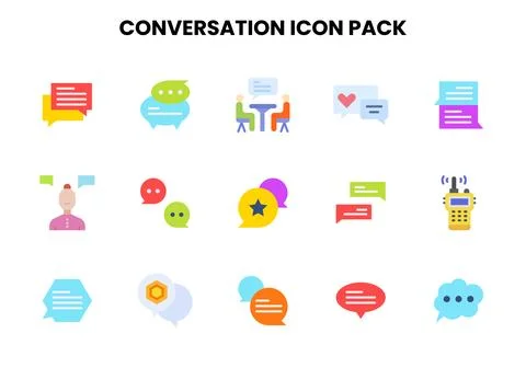 Conversation Flat Design Icons Pack Stock Illustration