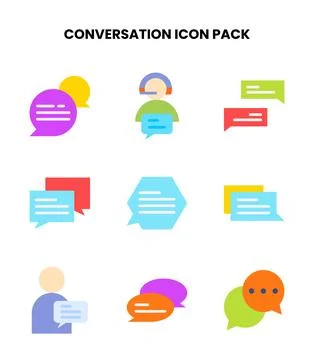 Conversation Flat Graphics Icons Pack Stock Illustration