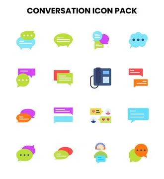 Conversation Flat Icons Pack Stock Illustration