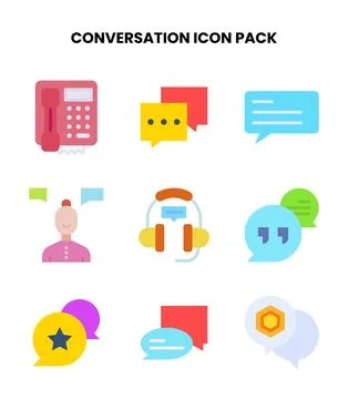 Conversation Flat Scalable Icons Pack Illustrazione stock