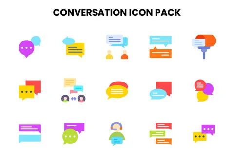 Conversation Flat UI Icons Pack Stock Illustration