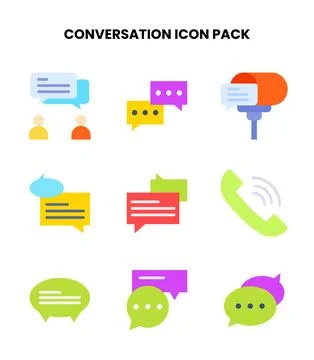 Conversation Flat UI Icons Pack Stock Illustration