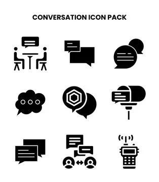 Conversation Glyph Bundle Icons Pack Illustrazione stock