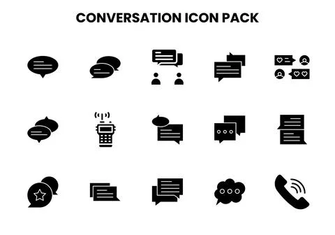 Conversation Glyph Bundle Icons Pack Stock Illustration