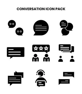 Conversation Glyph UI Icons Pack Stock Illustration