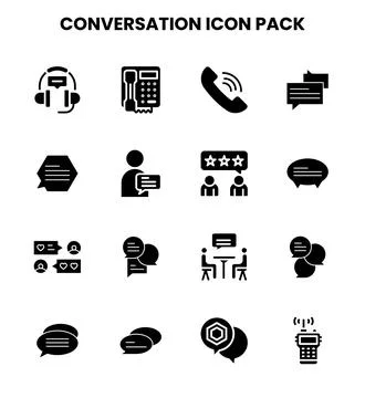 Conversation Glyph Vector Icons Pack Stock Illustration