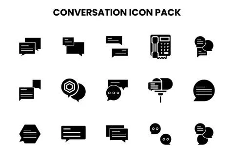 Conversation Glyph Vector Icons Pack Stock Illustration