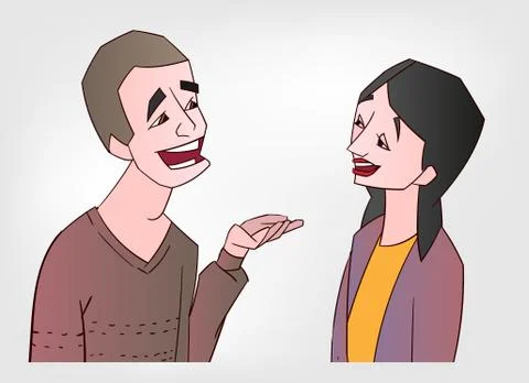 Conversation guy and girl vector illustration interesting Illustrazione stock
