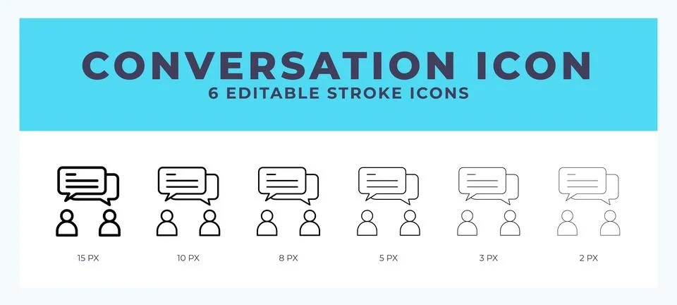 Conversation icon set with different stroke. Design elements for logo. Vect.. Stock Illustration