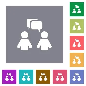 Conversation Icon Set square flat icons Stock Illustration