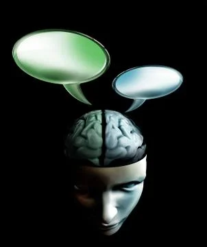 Conversation inside human brain concept Stock Illustration