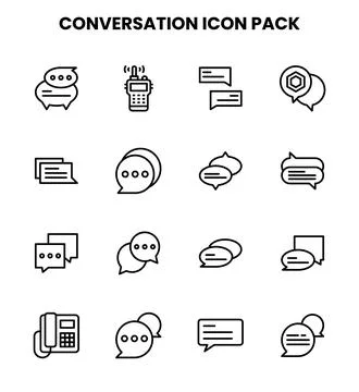 Conversation Line Bundle Icons Pack Stock Illustration