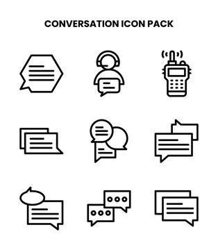 Conversation Line Design Icons Pack Illustrazione stock