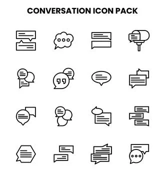 Conversation Line Design Icons Pack Stock Illustration