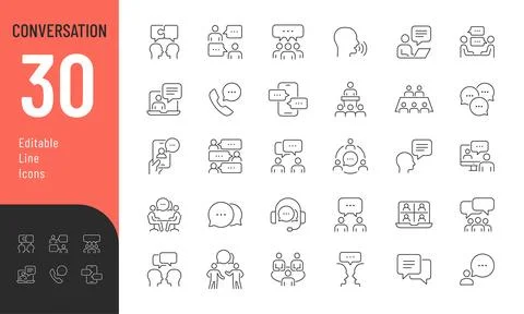 Conversation Line Editable Icons set. Stock Illustration