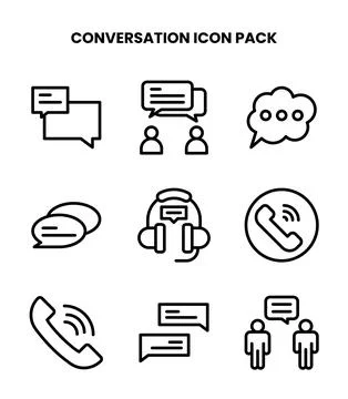 Conversation Line Graphics Icons Pack Stock Illustration