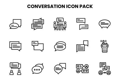 Conversation Line Set Icons Pack Stock Illustration