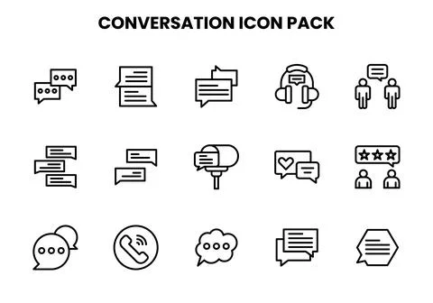 Conversation Line UI Icons Pack Illustrazione stock
