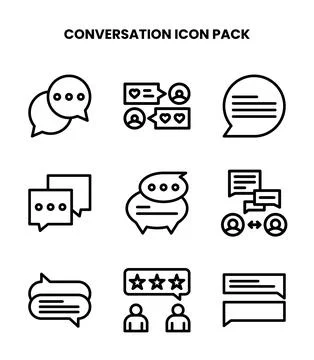 Conversation Line Vector Icons Pack Stock Illustration