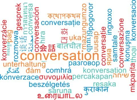 Conversation multilanguage wordcloud background concept Stock Illustration