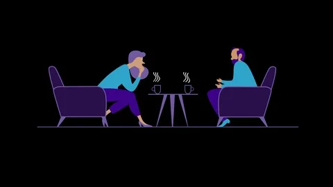 Conversation over Coffee - abstract colours - HD - with alpha channel background 스톡 동영상 111573733