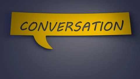 Conversation text cutt yellow speech bubble through background with 3d render Stock Illustration