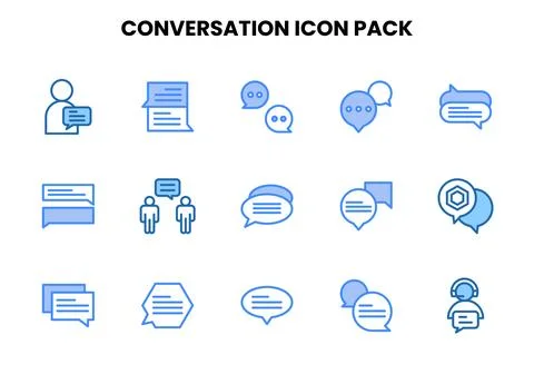 Conversation Two Colour Bundle Icons Pack Stock Illustration